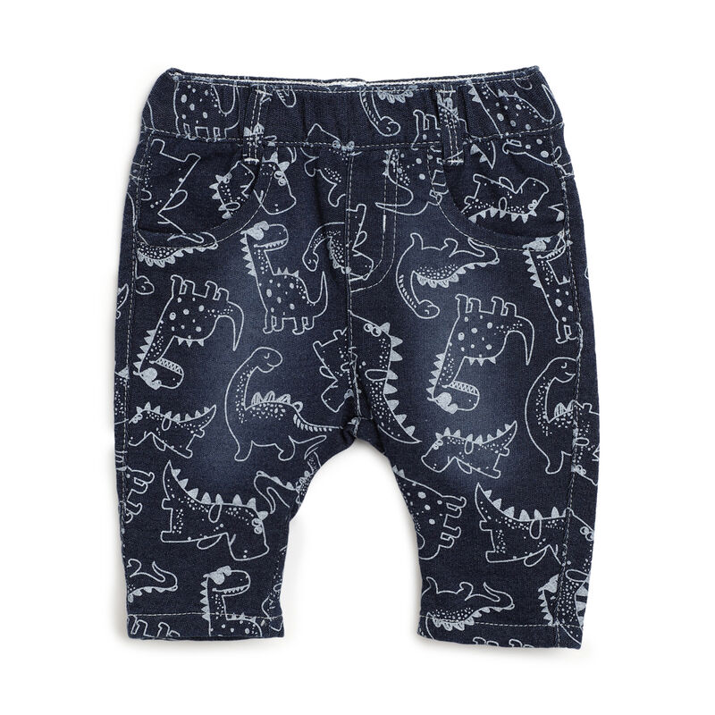 Boys Dark Blue Printed Long Trousers image number 0